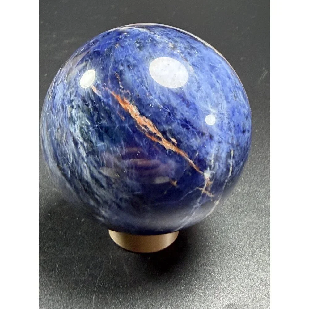 Natural Bright Blue Sodalite Sphere 65.6mm 372g Healing Crystal Stone w/Stand